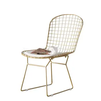 

Nordic Wrought Iron Dining Chair Golden Chair Hollow Wire Chair Modern Minimalist Designer Studio Lounge Chair