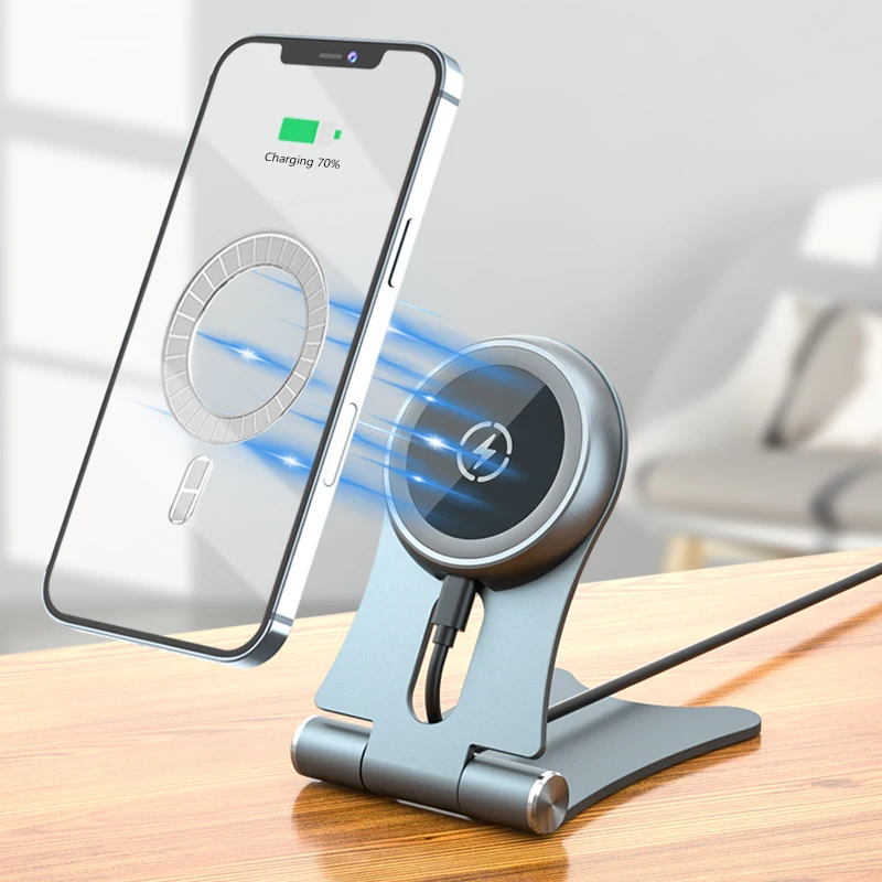 New Arrival Magnetic Wireless Charger Desktop Foldable Phone Holder For iphone 12 Mini Pro MAX Fast Charging Mobile Phone Stand