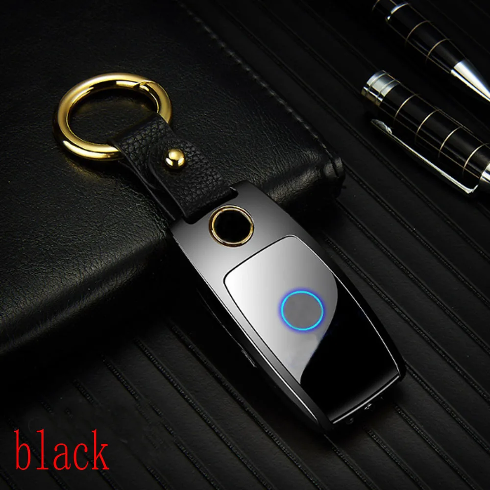 USB Зажигалка освещение светодиодный экран Ключ Пряжка - Цвет: black