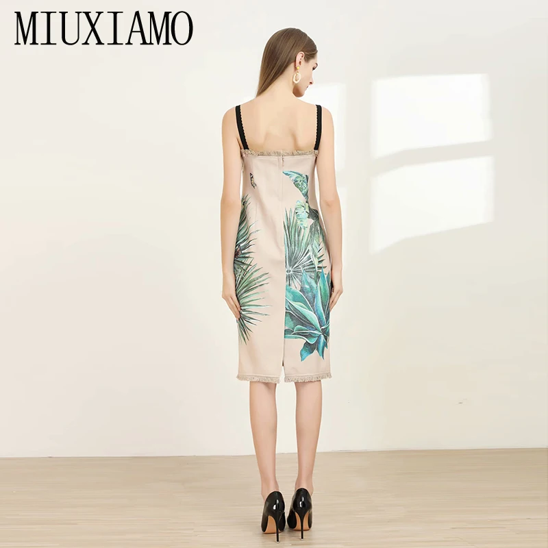 MIUXIMAO, высокое качество,, весеннее платье, новейшая мода, без рукавов, Бабочка, жираф, принт, кисточки, элегантное платье для женщин, Vestidos