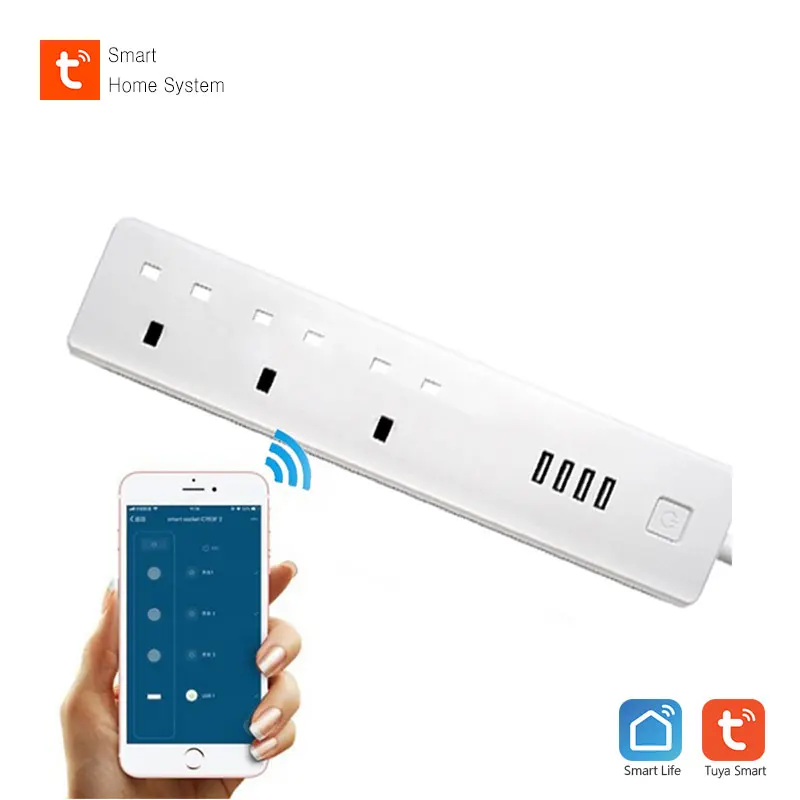 Tuya умный дом автоматизация WiFi полосы питания 4 розетки поддержка Alexa Google Assistant
