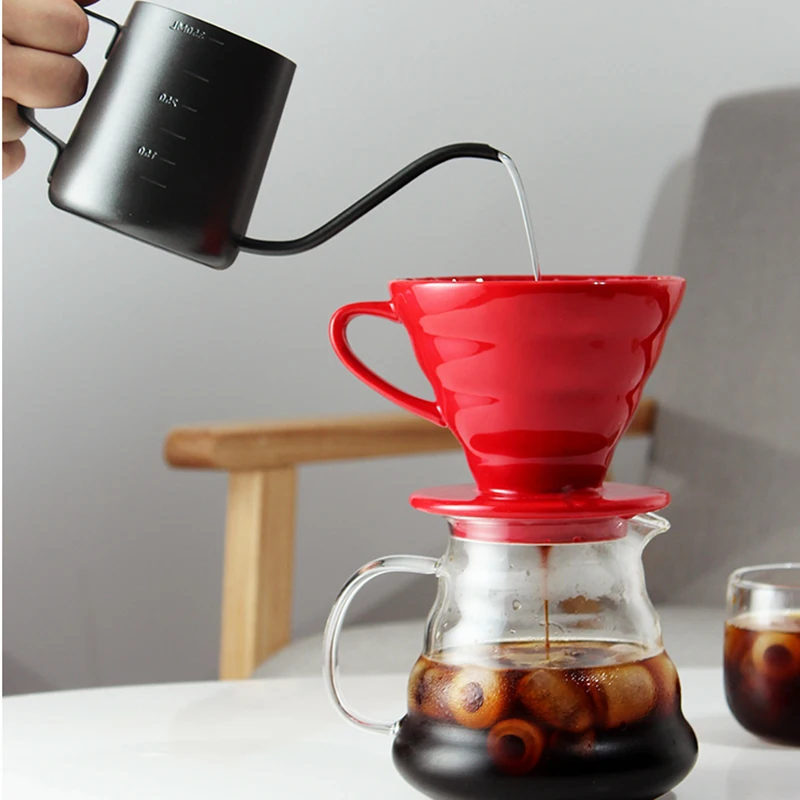 V60 стильная кофейная чашка с капельным фильтром 1-4Cups, Перманентная наполняемая кофеварка с отдельной подставкой, керамическая кофейная капельница с двигателем