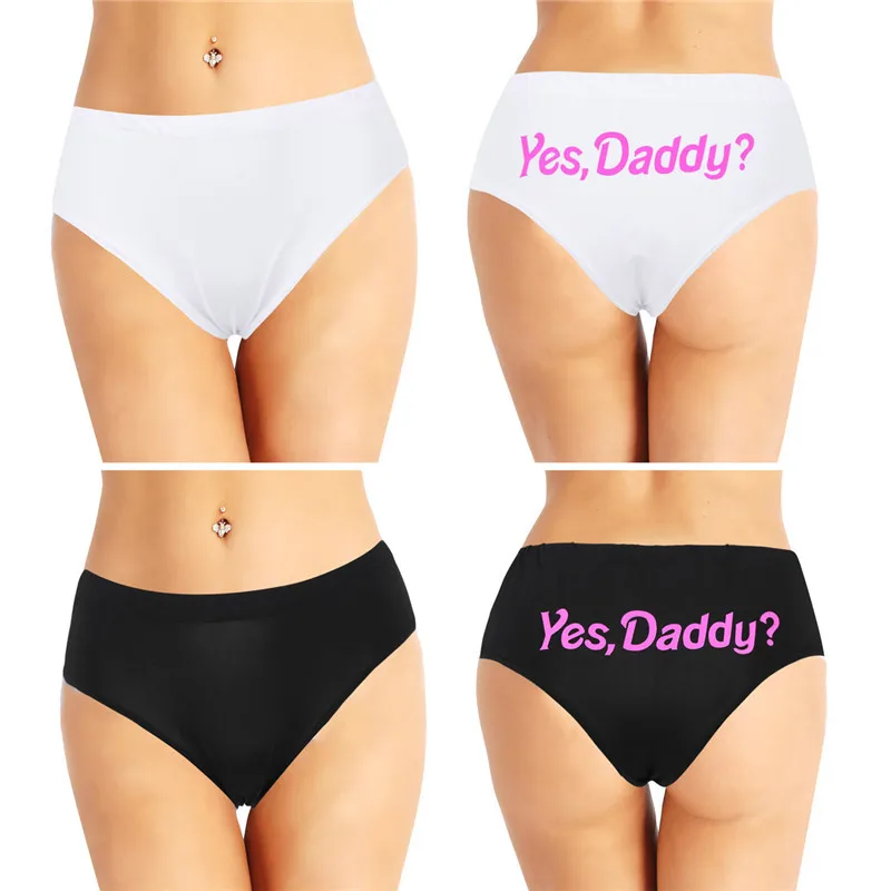 Для женщин женские Yes Daddy буквенный принт Мягкий хлопок нижнее белье с низкой посадкой озорной эластичный пояс трусы нижнее белье трусы