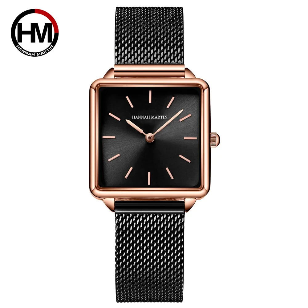 Simple Design New Style Band Japan Quartz Rose Gold Fashion Casual Brand Free Shipping Wristwatch Lady Square Watches For Women 12