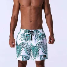 Новейшие Карманы Шорты для плавания зеленый лист печати купальники для мужчин быстросохнущие пляжные шорты