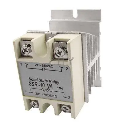 

Adjustable Solid State Relay SSR-10VA 10A 24-380V AC 470/560K Ohm w heat sink