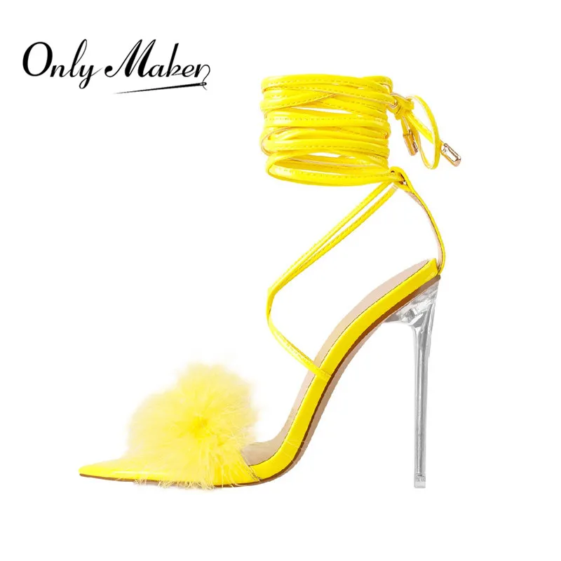 Женские босоножки Onlymaker с открытым носком на шнуровке высоком каблуке цвет