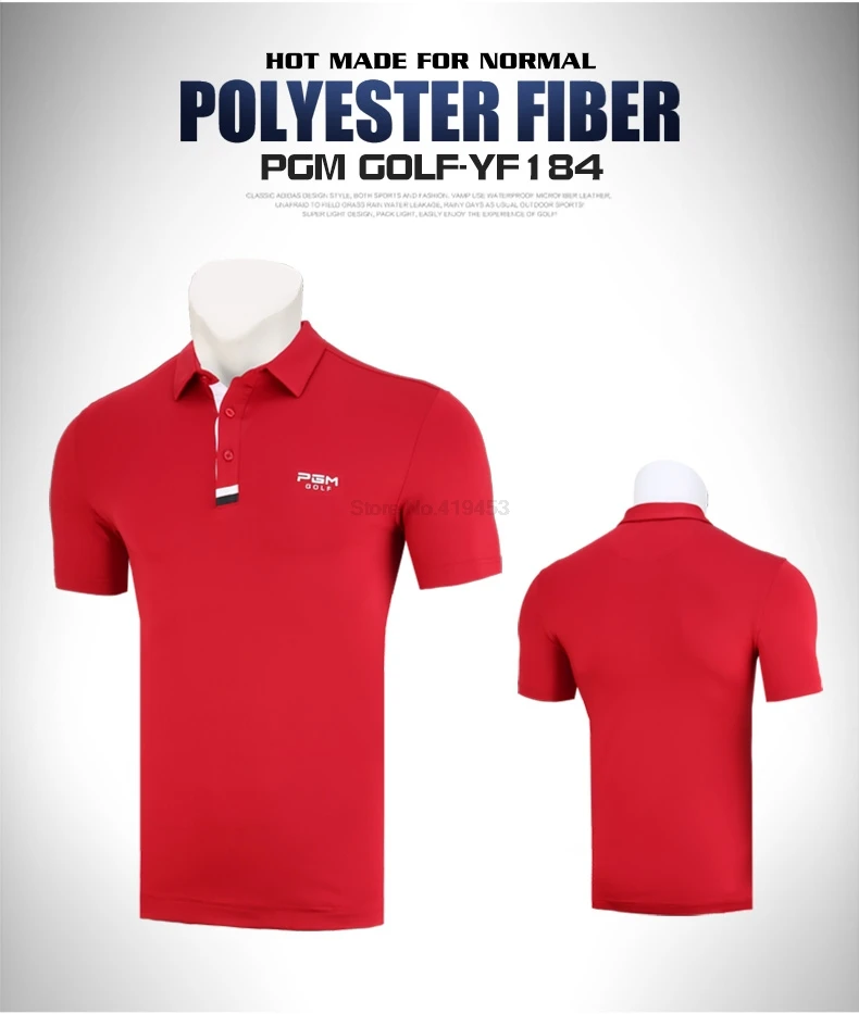 PGM Мужская футболка для гольфа с коротким рукавом, летние дышащие тренировочные топы с отложным воротником, спортивная одежда для гольфа D0773