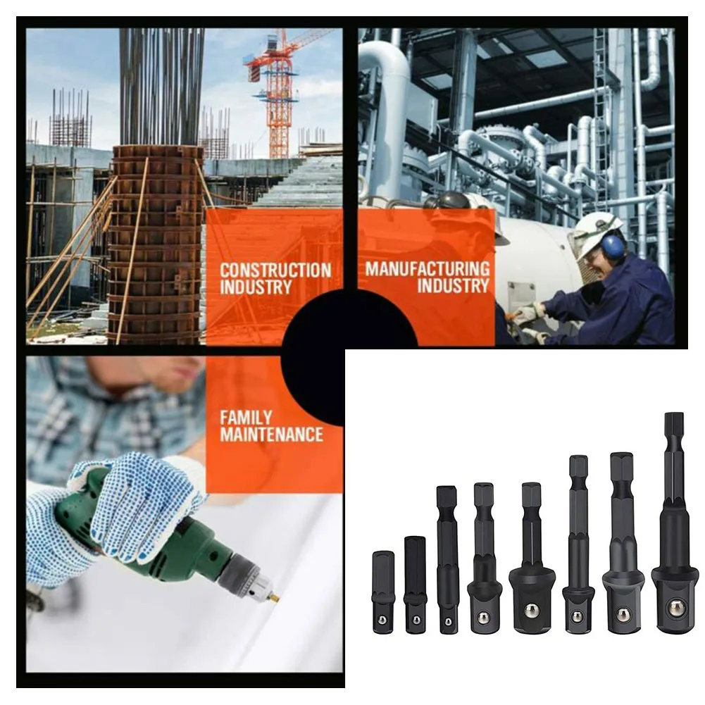 

8pcs Socket Adapter Hex Shank 1/4 Inch Square Head Drill Bit Extension Bar For Driving Sockets Of Screwdriver Handles