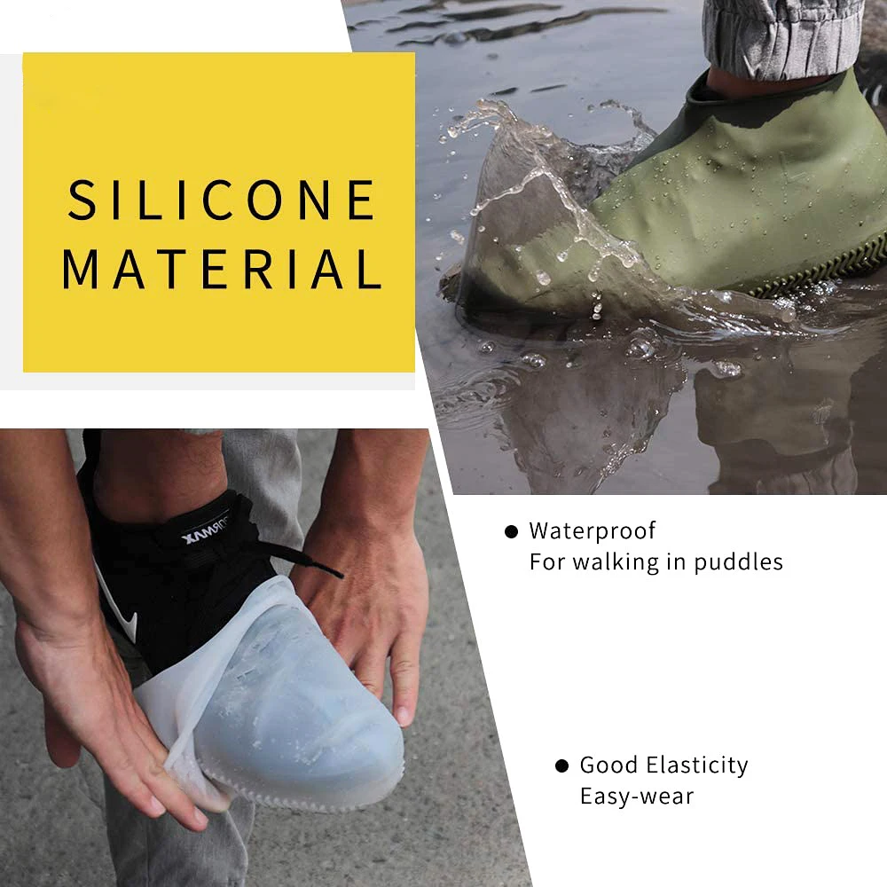 Waterproof Shoes Covers Environmental Protection Reusable Anti-Slip Motorcycle Rain Boot Soft Cover Silicone Elastic-1