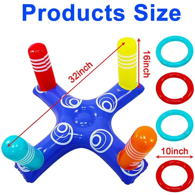 Inflatable Ring Throwing Ferrule Inflatable Ring Toss Pool Game Toy Kids Outdoor Pool Beach Fun Summer Water Toy бассейн 6