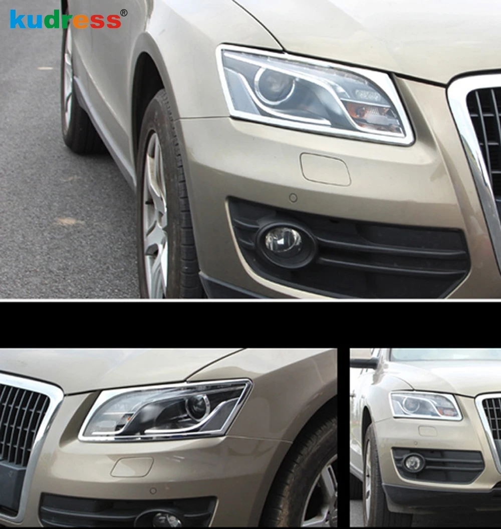 Atuo аксессуары для AUDI Q5 2010 2011 2012 ABS хромированный автомобильный Стайлинг внешний передний головной светильник, декоративная накладка, 2 шт