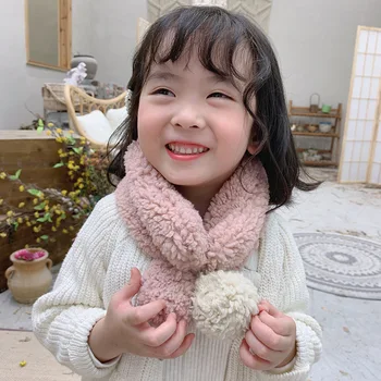 

Intersection Shape Children's Ring Warm Winter Scarf Cute lint ball Collar Plush Girl Boys Scarves