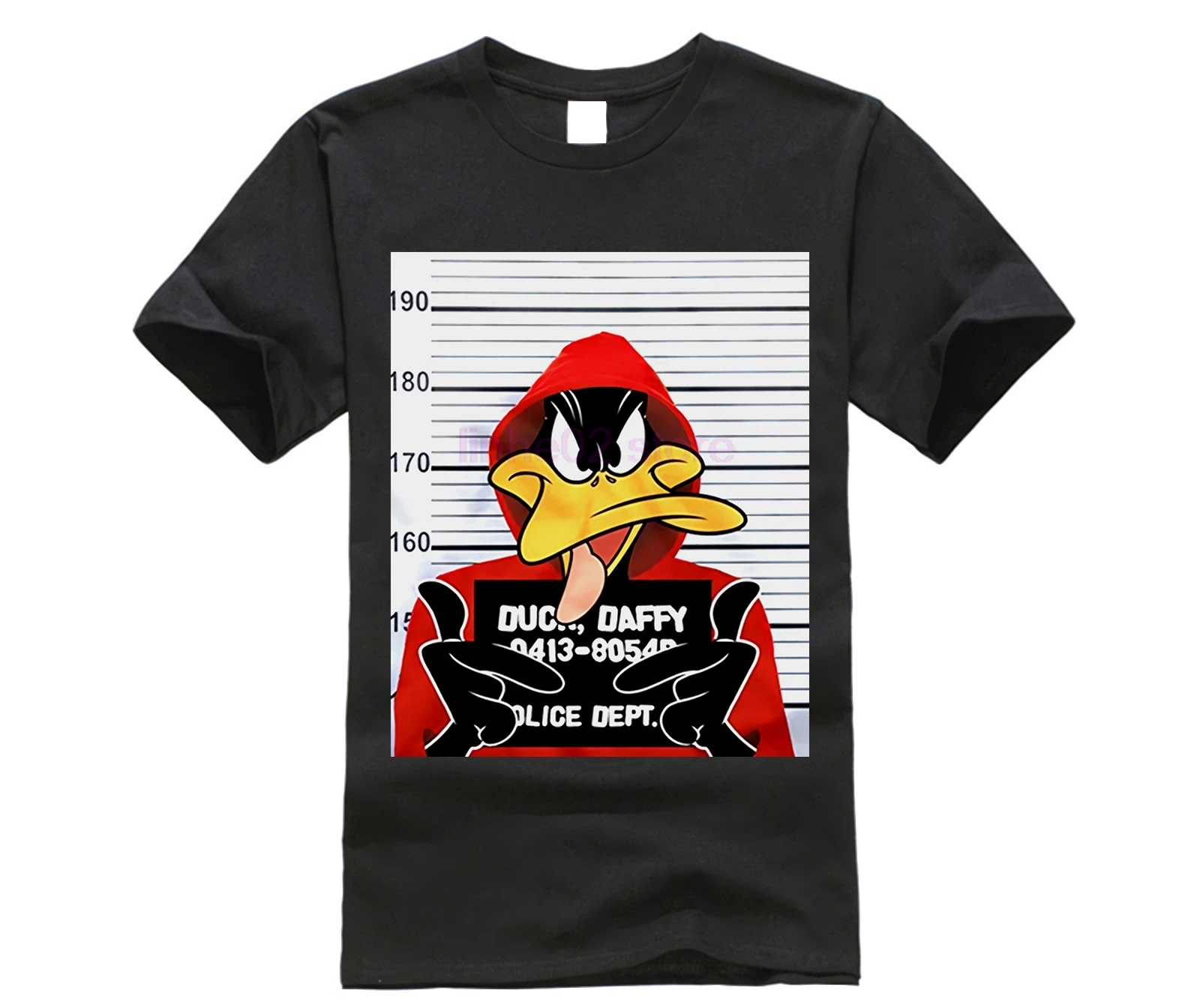 Printed Pure Cotton men's Looney Tunes Daffy Duck Mugshot Mens Graphic T Shirt | Мужская одежда