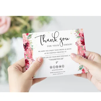 

Custom social media business cards Business Thank You Insert Card, Customer Thanks For Your Order Packaging Promo Code Cards,