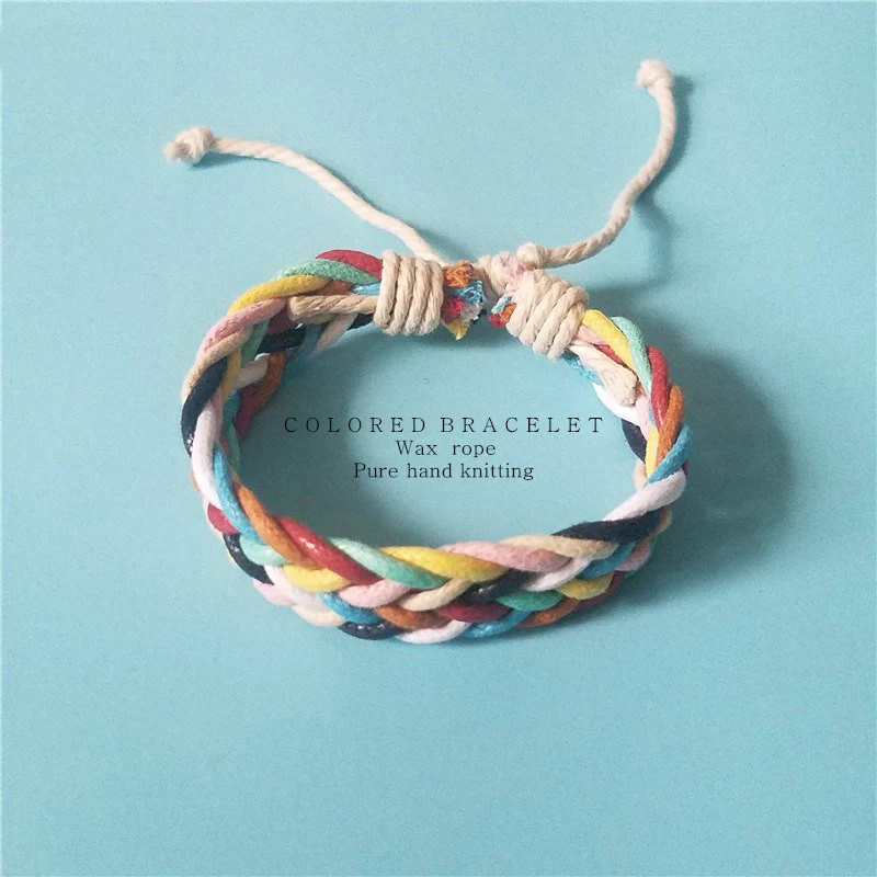 

New Fashion Colorful Rope Men and Women Hand Rope Bracelets Wax Rope Color Unisex Bracelet Handmade Woven Couple Jewelry