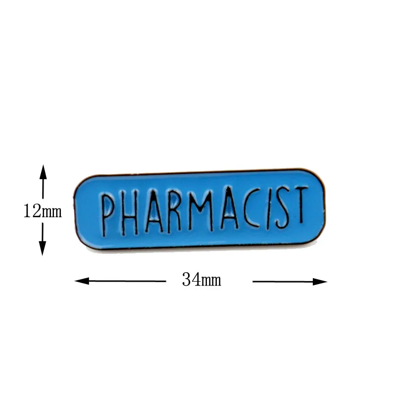 

100pc Pharmacist Professional Cartoon Fashion Jewelry Funny Pins Letter Lapel Badge Wholesale