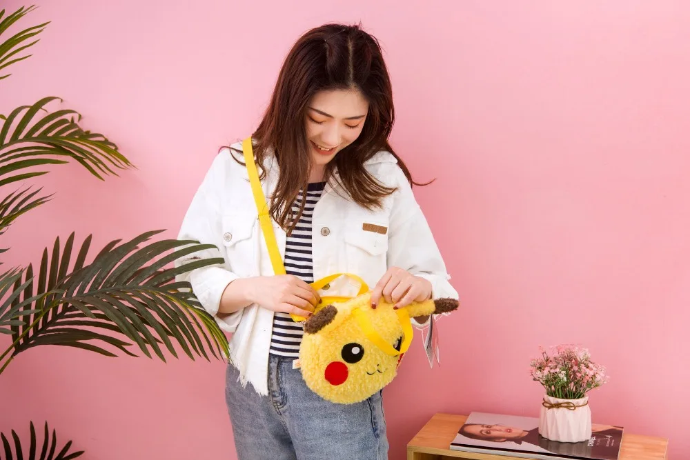 TAKARA TOMY Покемон Pikauchu Плюшевый Рюкзак Kawaii аниме сумки через плечо сумка мягкие сумки из натуральной кожи для подарок подруге ПКМ игрушка
