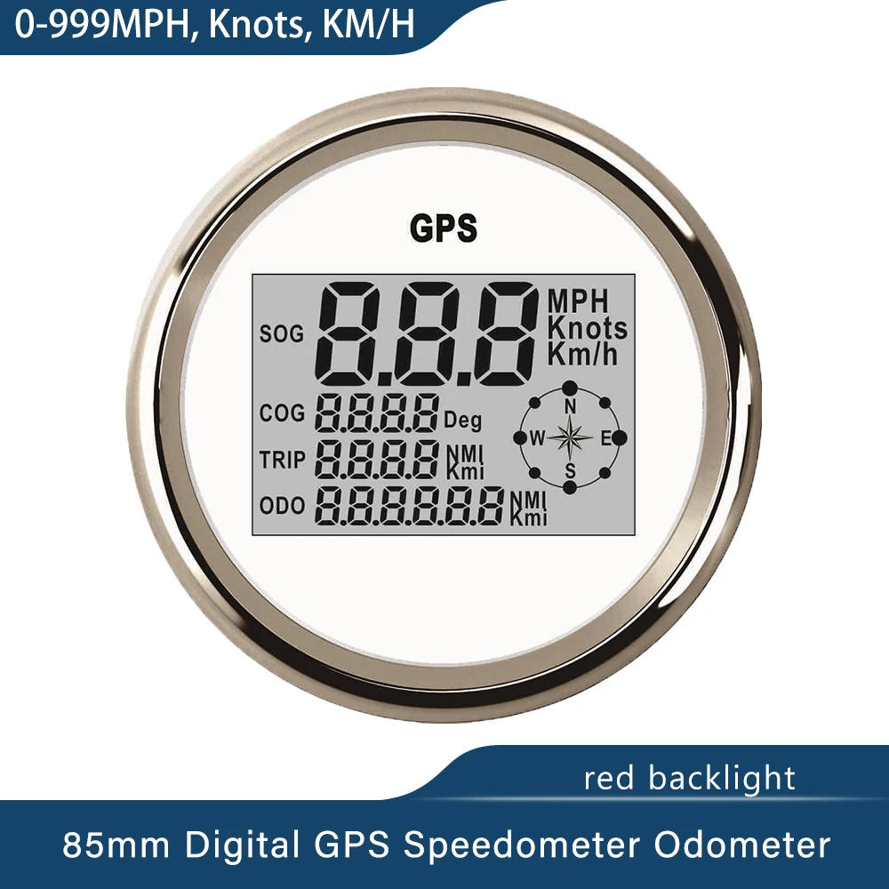 85mm GPS Speedometer Gauge For Cars & Boats - Displays Km/h, Mph, Knots - IP67 Waterproof