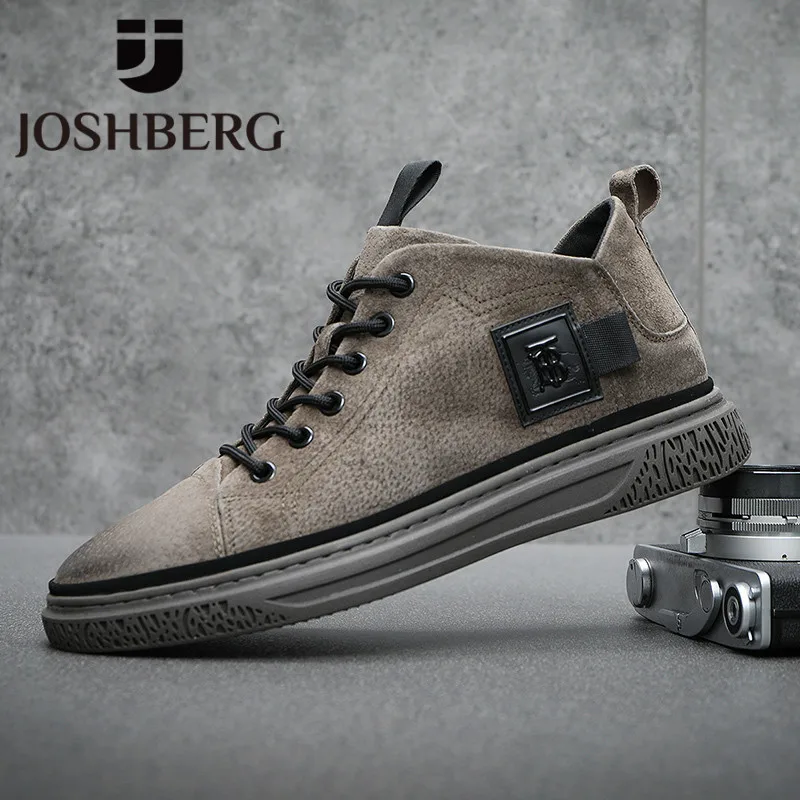 

JOSHBERG Hot Sale Hard-Wearing High Heels Light Shoes Men Lightweight Work Boots Men Casual Work Boots Botas Militar Hombre