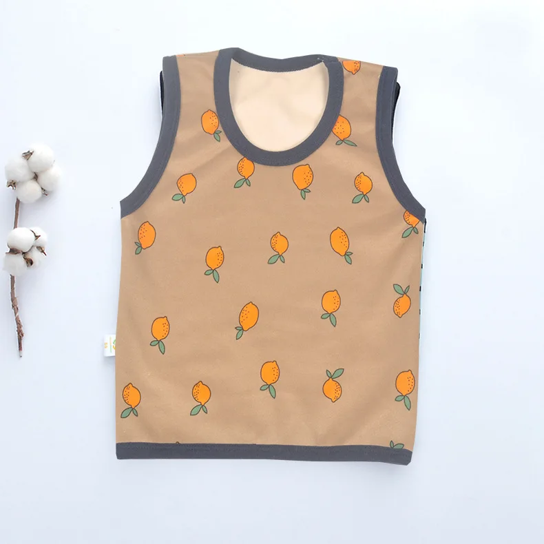 Khaki Orange Детский Теплый зимний жилет для мальчиков и девочек с милым рисунком героев мультфильмов, верхняя одежда, жилет Детская куртка, одежда - Цвет: Khaki Orange
