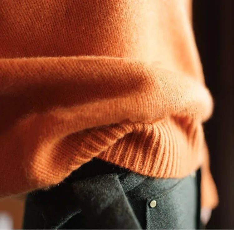 2019 new sweater women  turtleneck pullover women  Orange Cashmere sweater Fashion casual knitted sweater winter clothes women