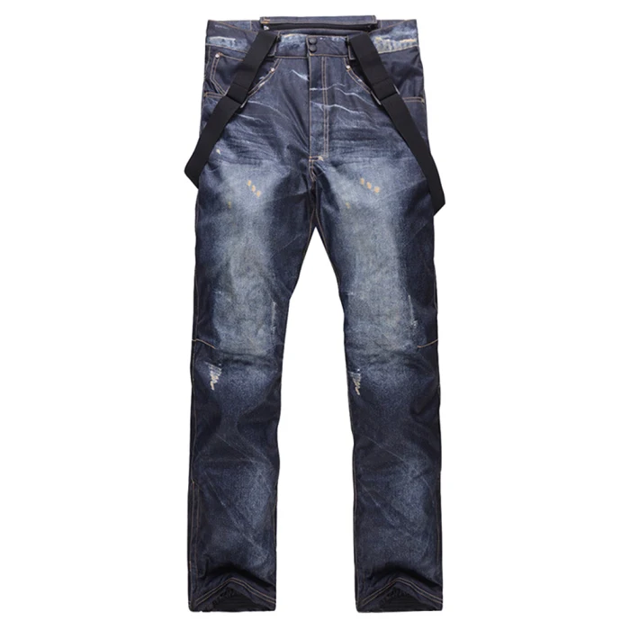 Высококачественные зимние джинсовые лыжные брюки, мужские лыжные брюки из шпона, ветрозащитные водонепроницаемые теплые плотные джинсовые брюки для мужчин и женщин N66