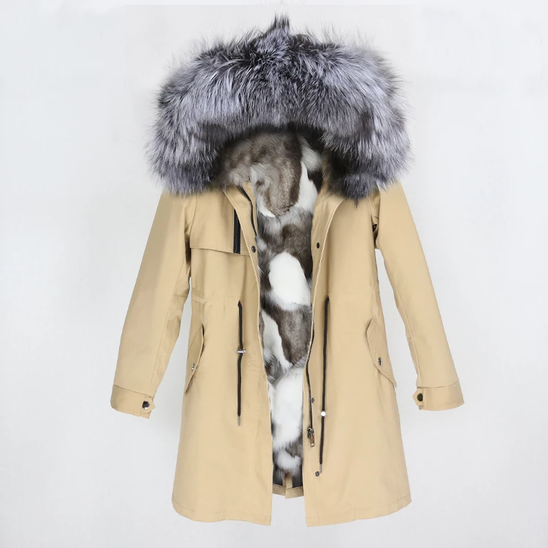 OFTBUY настоящая меховая парка зимняя куртка женская натуральный Лисий меховой капюшон, воротник лиса пальто с подкладкой Толстая теплая верхняя одежда Уличная Повседневная