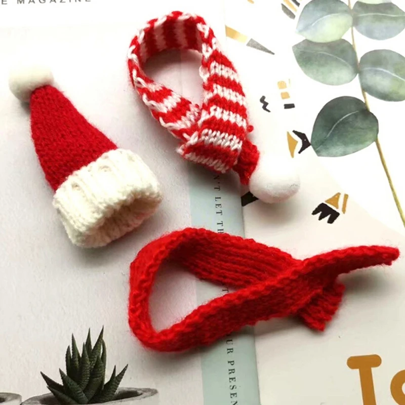 Милая Рождественская шапка ручной работы, шарф для куклы Барби, одежда 1:6 1:12, аксессуары для куклы, лучший рождественский подарок для маленьких девочек