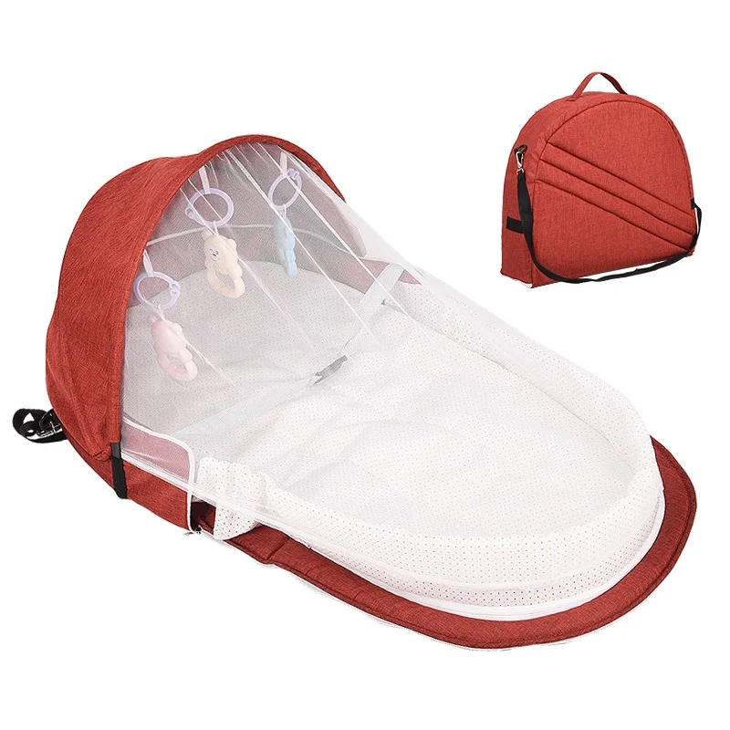 A1-R Детская кровать для путешествий, защита от солнца, москитная сетка с портативной люлькой, детская складная дышащая корзина для сна для младенцев - Цвет: A1-R