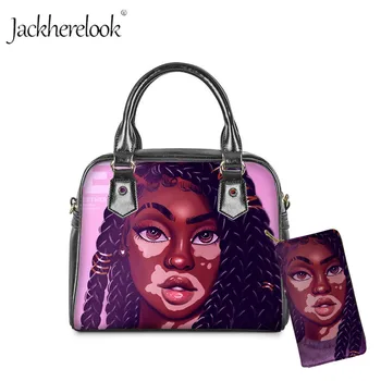 

Jackherelook Sac A Main Black Queen African Girls Handbags&Purse Set Women Beach Totes Lady Top-Handle Bags for Females Handbag