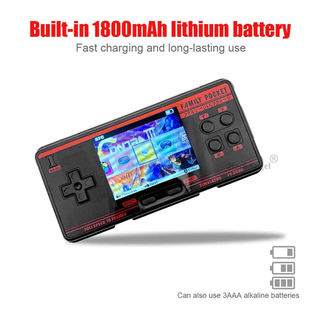 Newest Family Pocket FC3000 V2 Classic Handheld Game Console 4000+ Games 3 Inch IPS Screen TV Output Portable Video Game Console