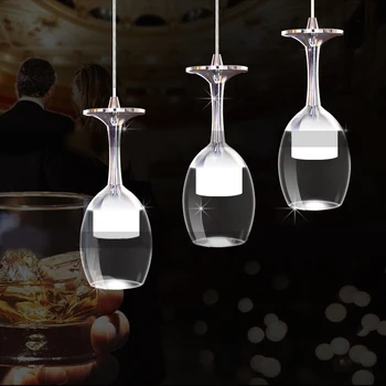 

New LED Wine Glass Pendant Lamps 3W White/Warm light pendant led lamps led lustre pendant lights Coffee Bars Houses