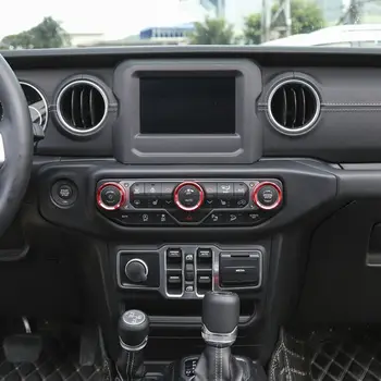 

Trim Knob decor ring For Jeep Wrangler JL Red Knob 4 pcs Fashional style