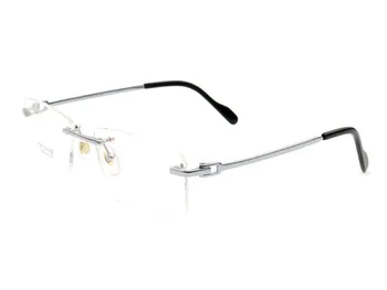 

Business Men Design Rimless Pure Titanium Myopia Eyewear Frame Silver Gold Clear Lens Retro Prescription Optical Glasses Men