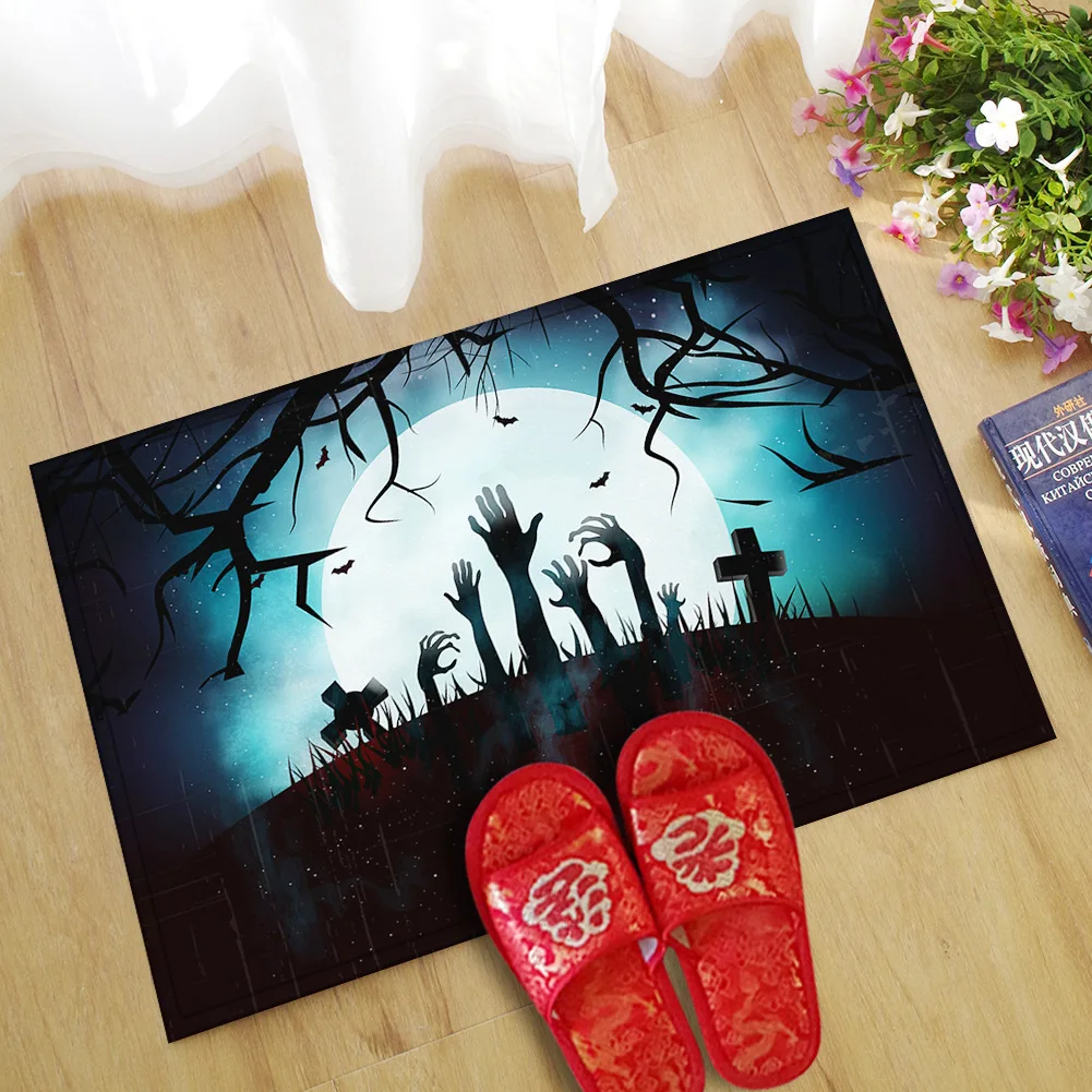 1 pc Halloween creative door mat ghost festival pad water absorption anti-skid baby velvet bathroom carpet mat 40*60cm/45*70cm