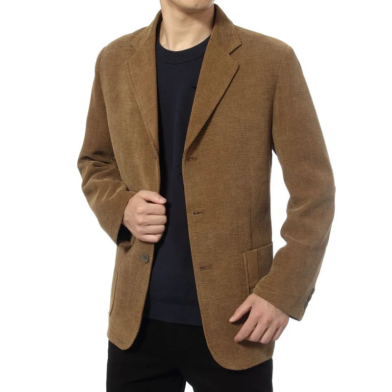 Kaufen Neuen männer mittleren alters business casual anzug high end cord anzug jacke frühling und herbst einfarbig blazer mantel herren blazer
