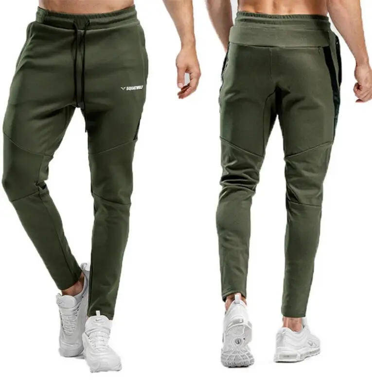 Мужские повседневные брюки для пробежек, фитнеса, мужской спортивный костюм, штаны, обтягивающие спортивные штаны, черные спортивные штаны для бега - Цвет: GE Army green