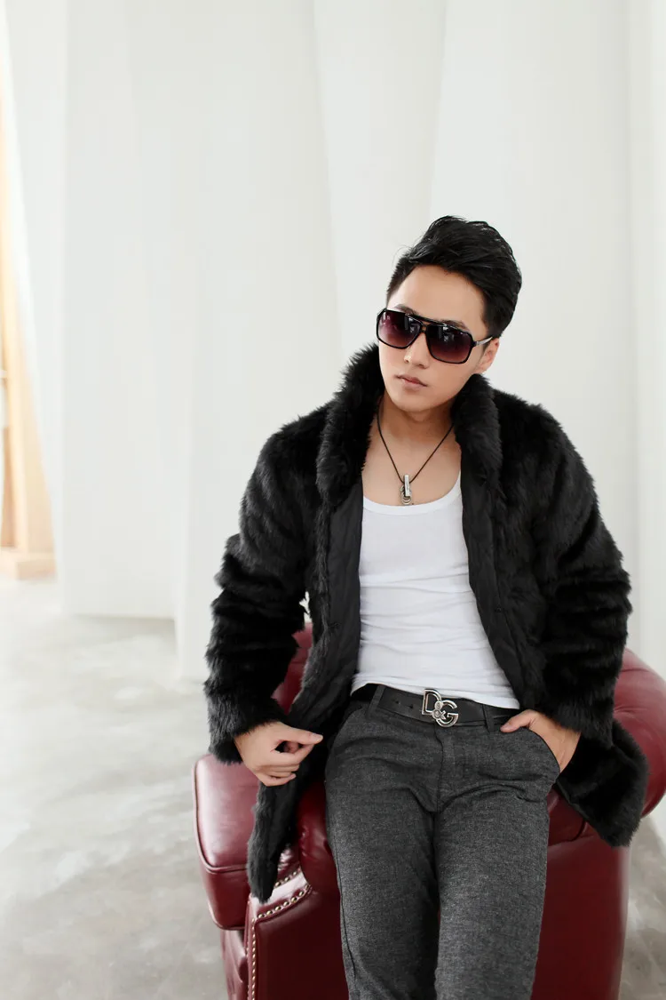 Лидер продаж! Chaqueta mujer, зимняя мужская куртка из искусственного меха, черный воротник-стойка, повседневные пальто из лисьего меха, большие размеры, шуба S~ 3XL