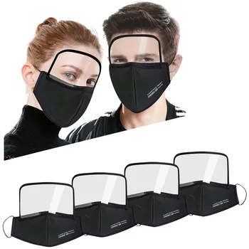 

4PCS Adults Breathable Face Shield With Filter And Eye Shield Face Mask Windproof Face Shield Washable Reusable Mouth Mask