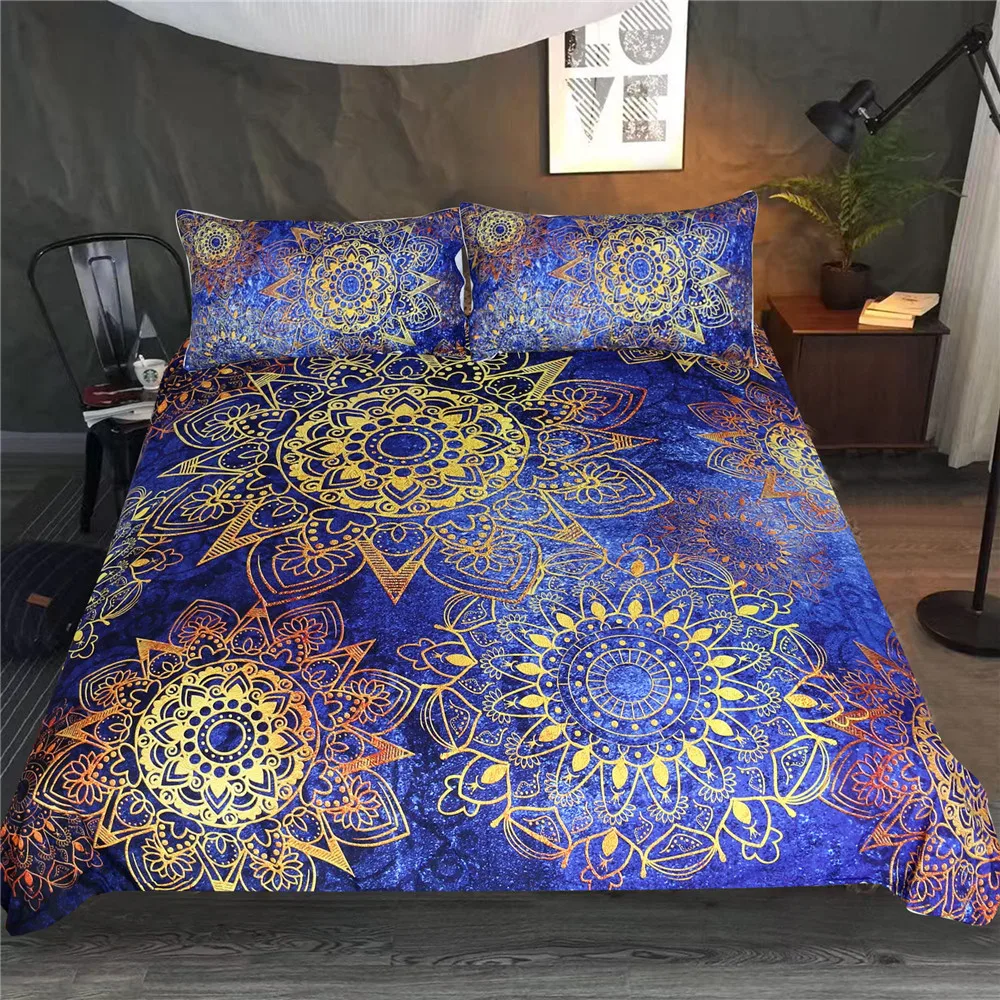

Mandala Duvet Cover Set Round Design with Detailed Floral Pattern in Earthy Tones Decorative 3 Piece Bedding Set with 2 Pillow