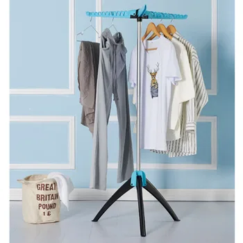 

Thickened metal composite tube wardrobe convenient practical balcony clothes hanger floor folding simple mobile furniture
