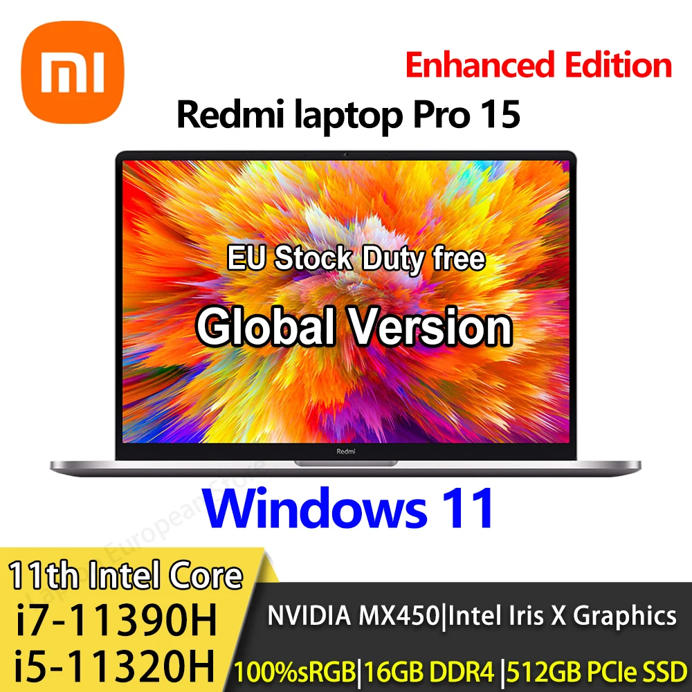 Ноутбук Xiaomi RedmiBook Pro 15 улучшенное издание MX450 Intel i7-11390H/i5-11320H 16 ГБ + 512 SSD 3 2 K 90 Гц Win 10 /11