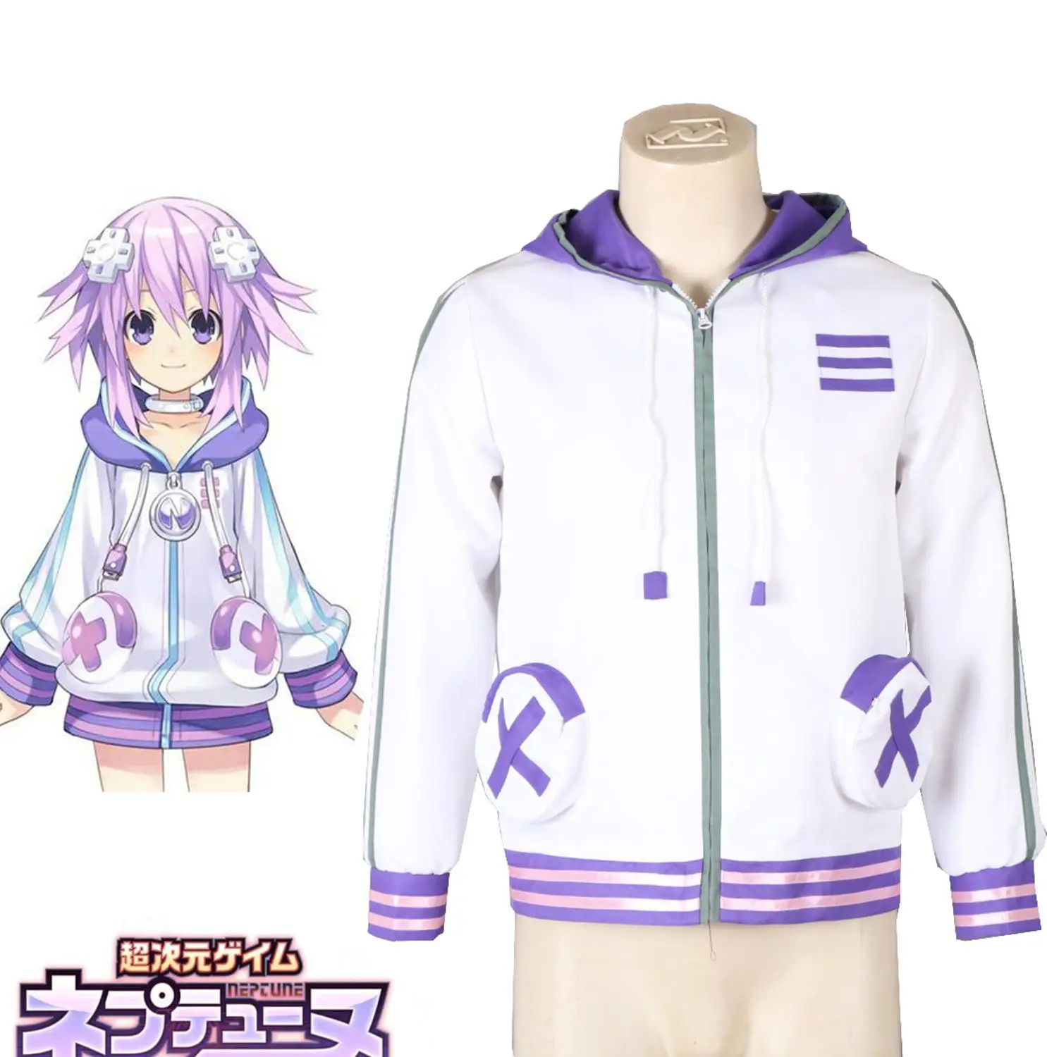Игра Нептун Hyperdimension Neptunia костюм аниме для косплея студентов толстовка с