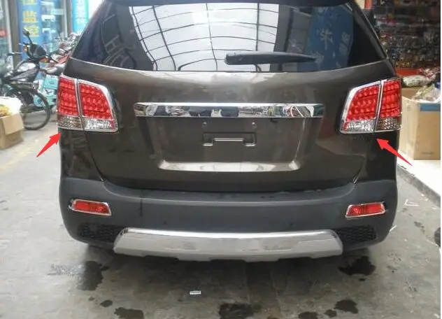 Аксессуары, пригодный для Kia Sorento 2010 2011 4 шт., Высококачественная хромированная задняя фара из АБС-пластика, Накладка для стайлинга автомобилей