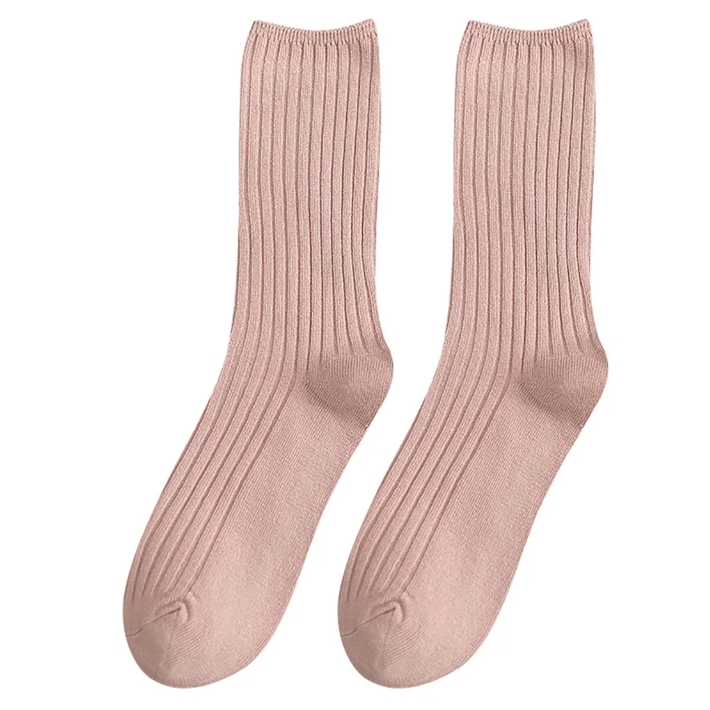 Pink Женские однотонные Осенние повседневные хлопковые теплые носки skarpetki damskie зима calcetines mujer harajuku забавные meias sokken skarpety - Цвет: Pink