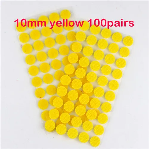 10mm yellow 100pair Self Adhesive Fastener Tape Dots 10/15/20/25/30mm Velcros Adhesive Magic Tape White Black Round Hook Loop Boob Tape Strong Glue - Цвет: 10mm yellow 100pair