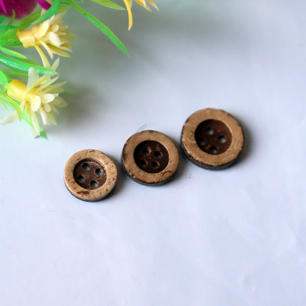 10mm - 20mm 4 holes Wide Edge Coconut Sewing Buttons for Clothing Baby Kids Cotton Linen Craft Decorative Accessories C0201-003 3