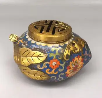 

Chinese Pure Brass Carving Flower Cloisonne Leaf Incense Burner Hollow Out Censer Home Decoration