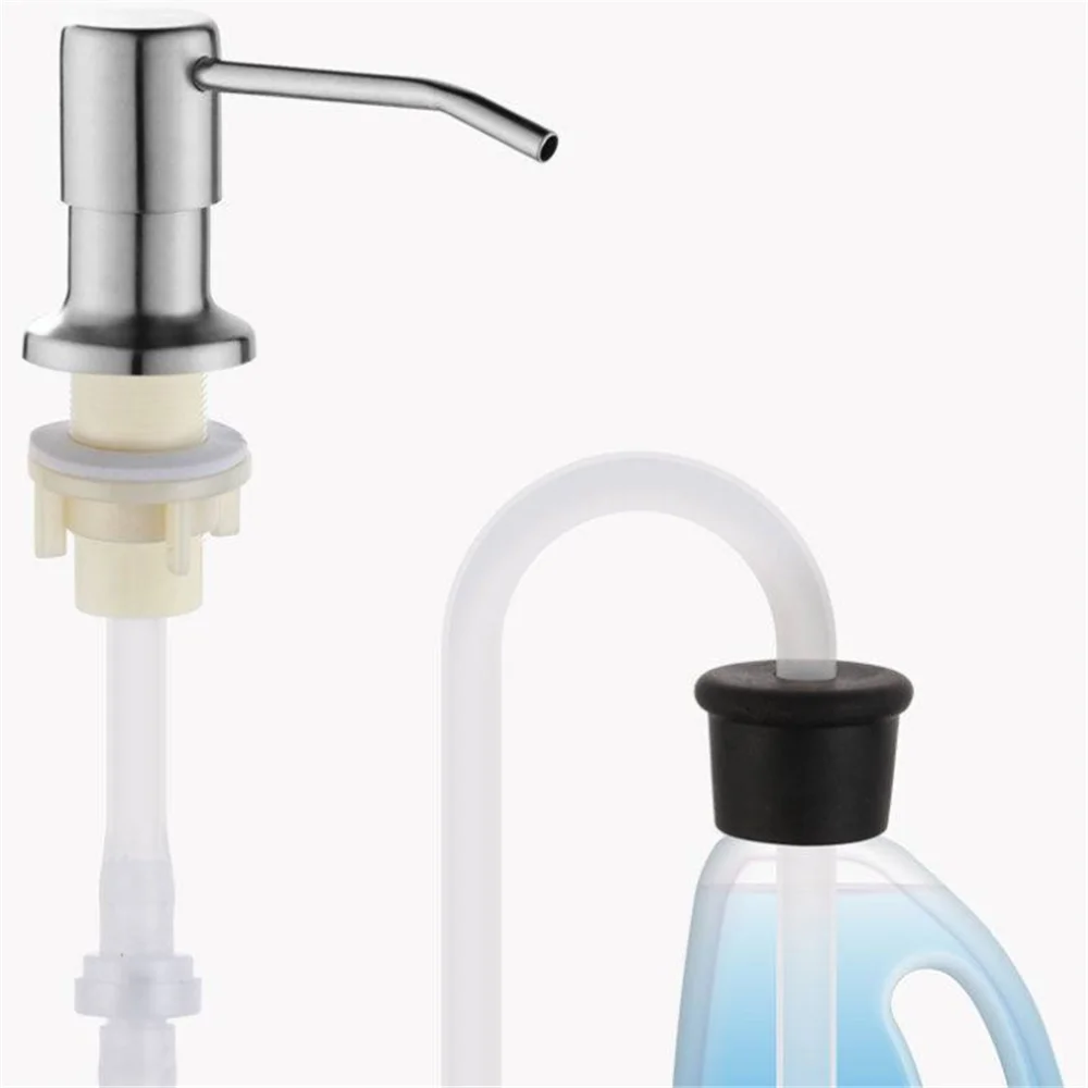 Pump Stainless Steel Kitchen Sink Soap Dispenser Detergent Liquid Soap Dispenser Bathroom Press Head with 1 meter Tube
